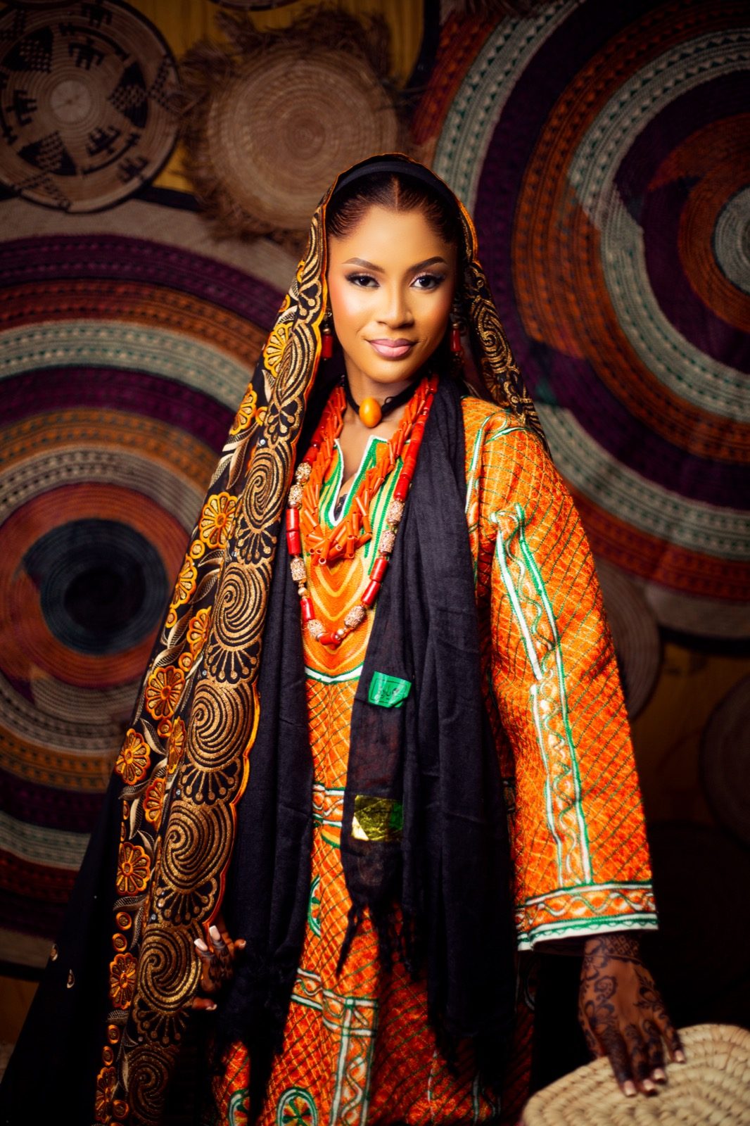 Traditional styling in orange and coral beads by Haske Spa and Events